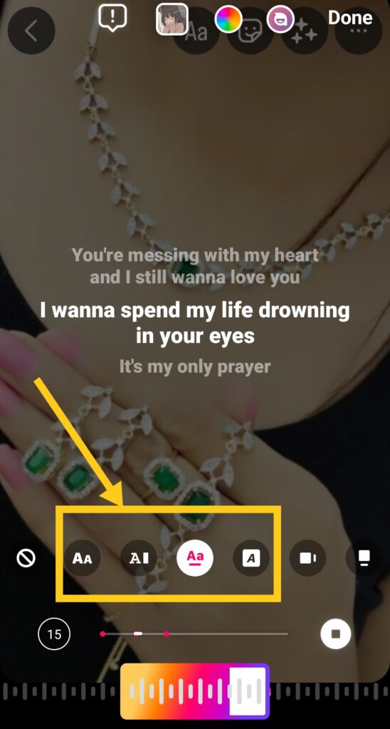 Add song lyrics to Instagram story