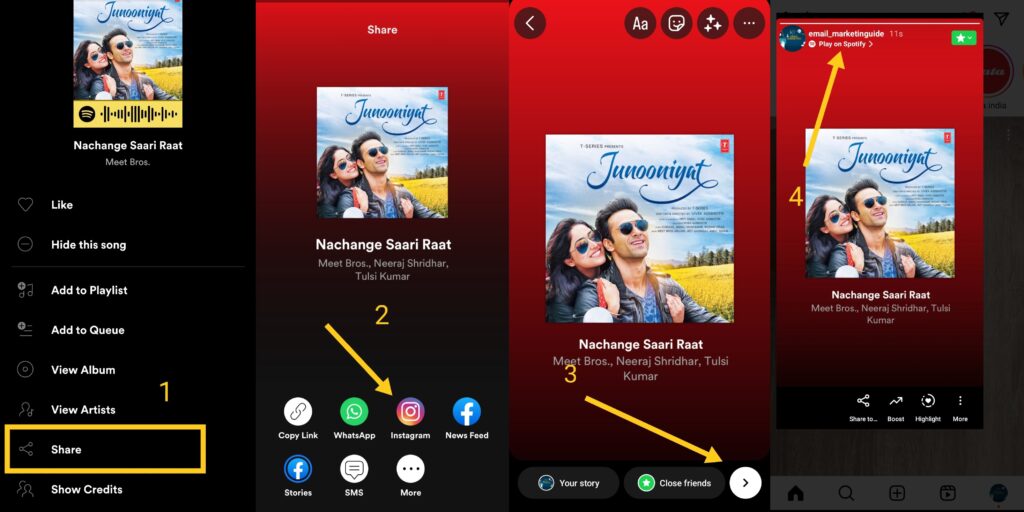 Add Spotify song to Instagram story