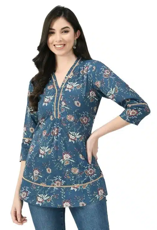 Vneck women floral kurta for girls-women