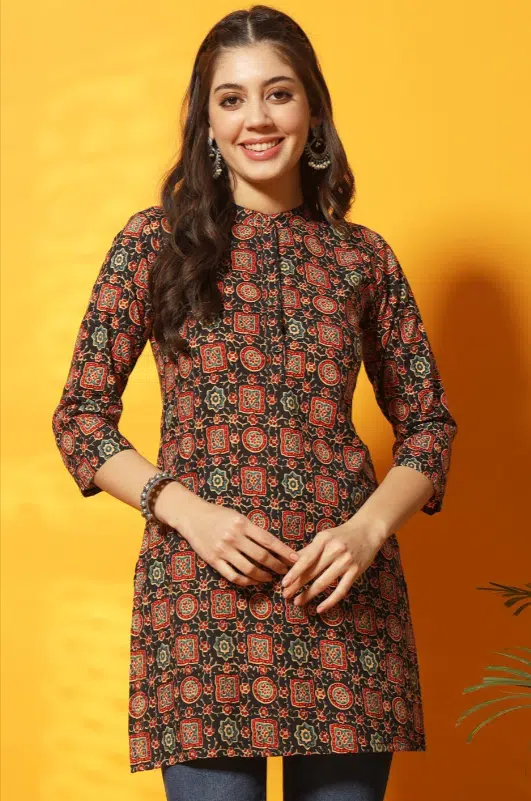 Motfis printed straight kurta for women to wear on jeans