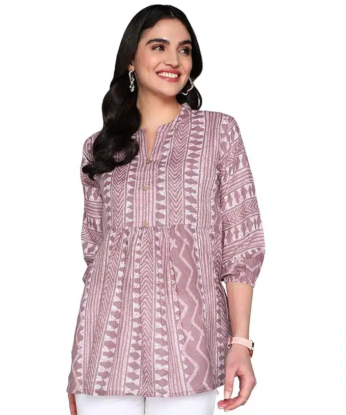 Printed Purple Color Short Kurti for Women 